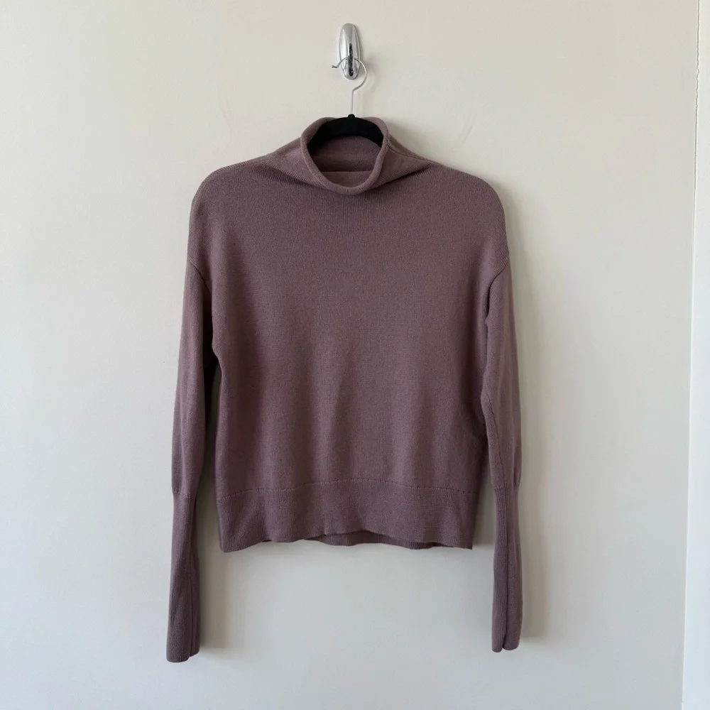Aritzia Wilfred Cyprie Cow Neck Merino Wool Sweater - Mauve - Picture 2 of 10